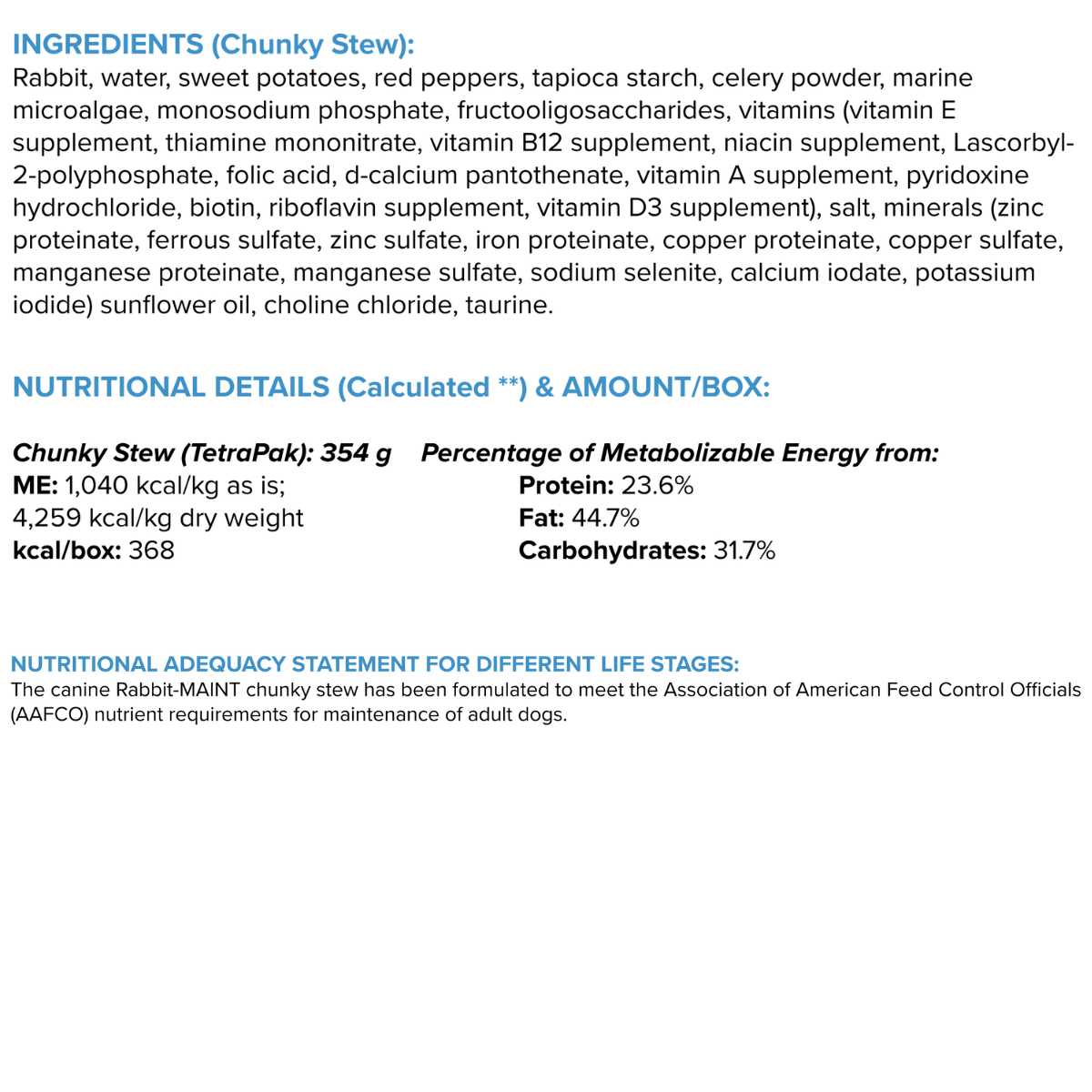 Rabbit-MAINT Chunky Stew Dog Food