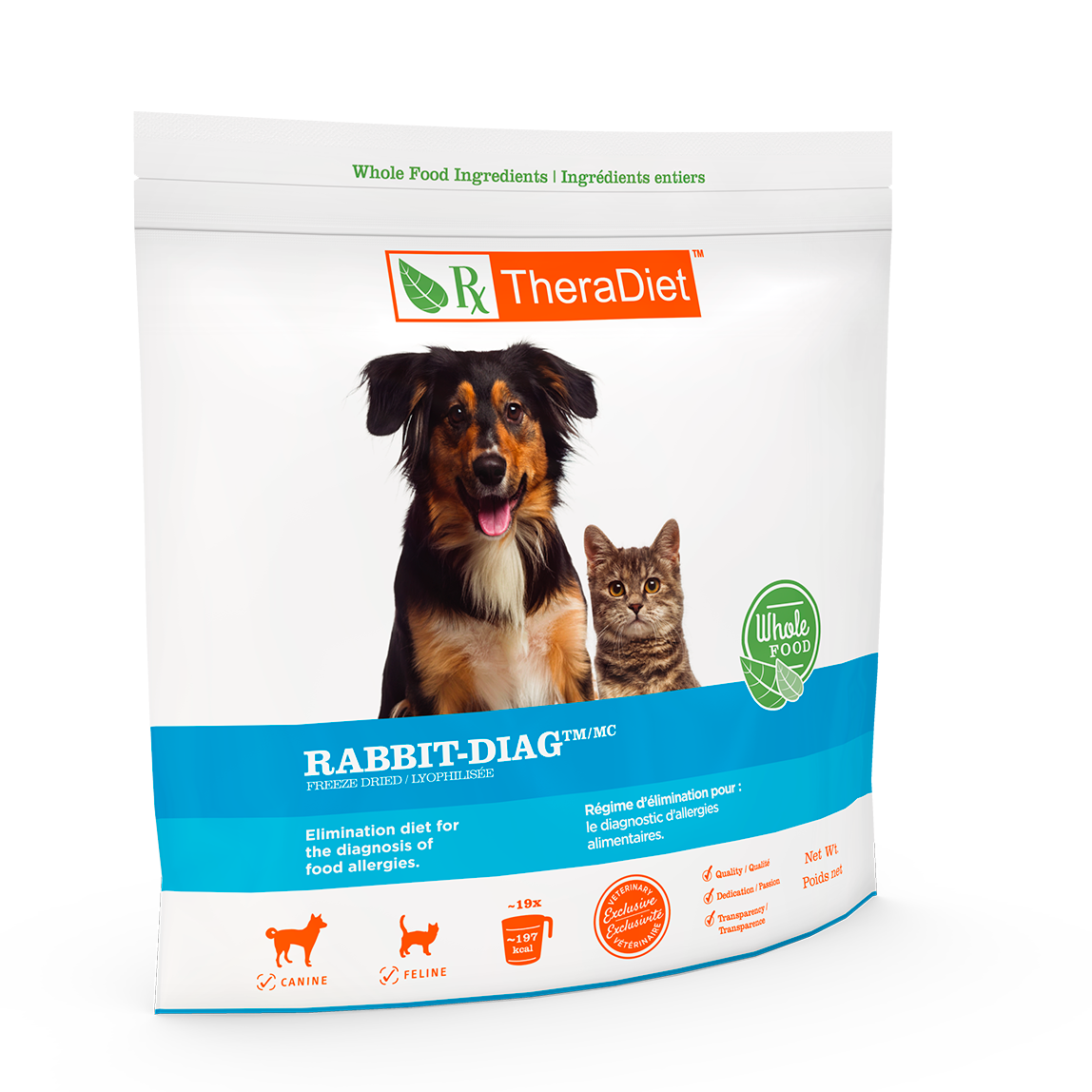 front of the bag showing a dog and a cat